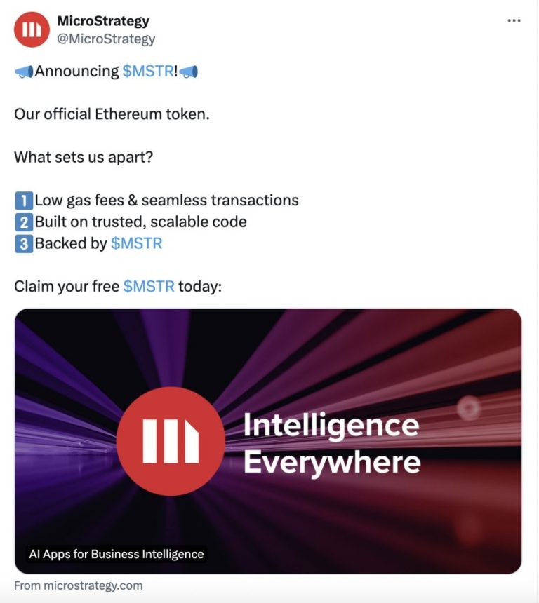 MicroStrategy’s Twitter Hacked, Scammers Steal $440,000 in Fake Airdrop